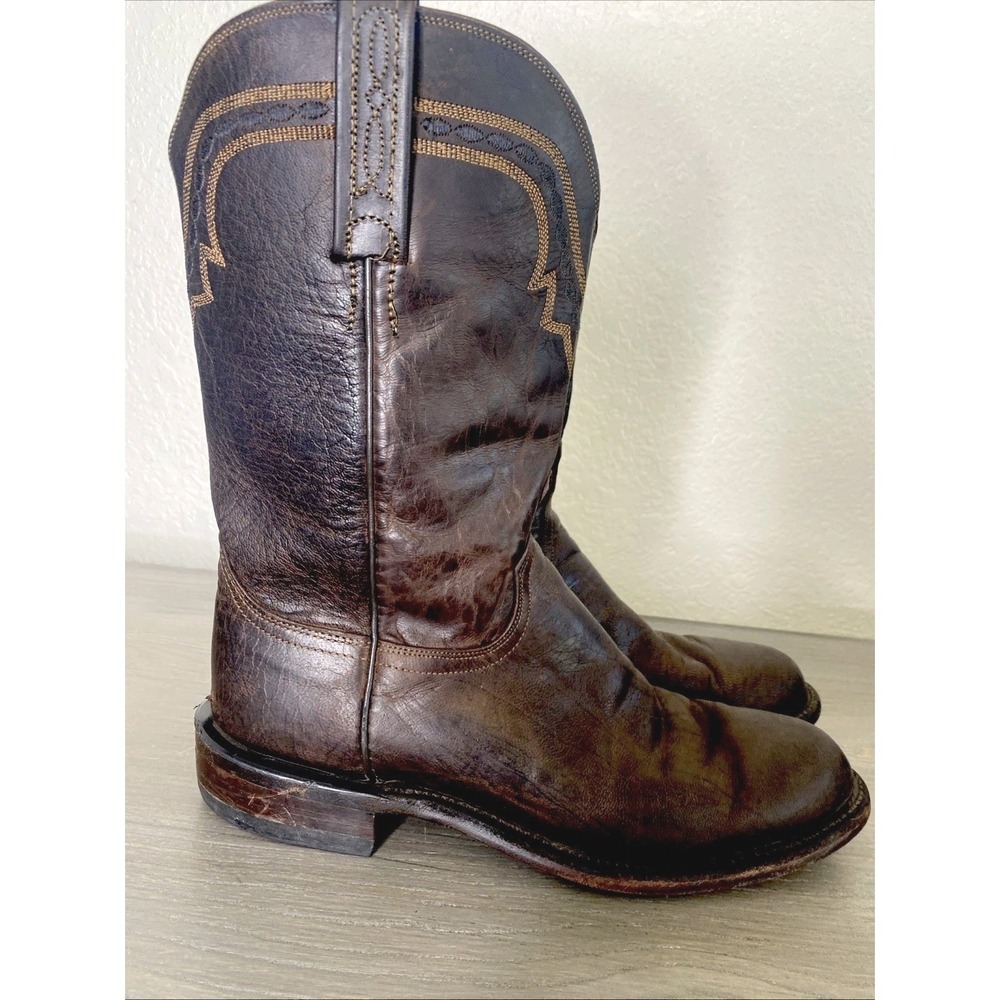 Lucchese Jasper Mens Cowboy Boots Brown Leather Western 7.5D D1220 01106 Mad Dog
